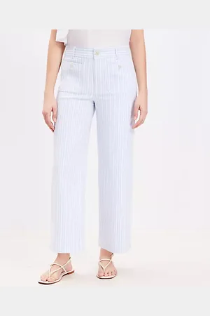 LOFT Curvy Palmer Wide Leg Crop Pants in Textured Stripe