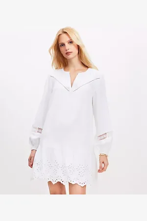 LOFT Tall Eyelet Flounce Mini Dress