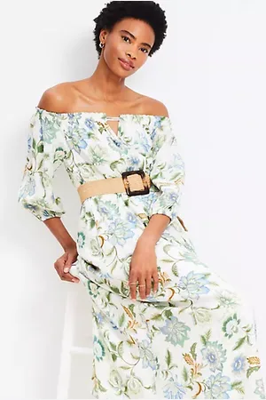 LOFT Petite Floral Off The Shoulder Maxi Dress