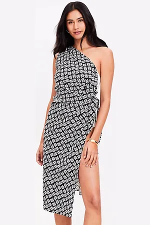 LOFT Beach Leafed One Shoulder Sarong Dress