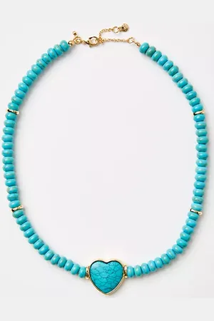 LOFT Marbleized Heart Beaded Statement Necklace
