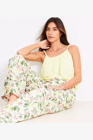 LOFT Blossom Pull On Wide Leg Pants in Linen Blend