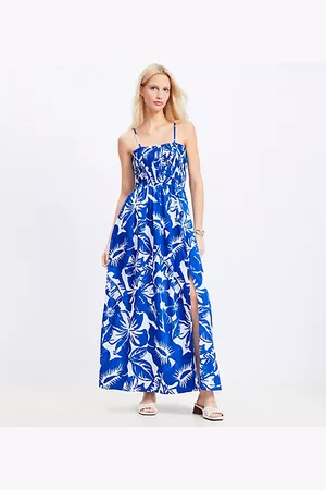 LOFT Beach Tropical Strappy Smocked Maxi Dress