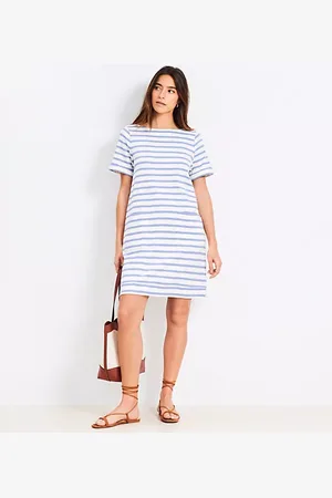 LOFT Petite Striped Pocket Tee Dress