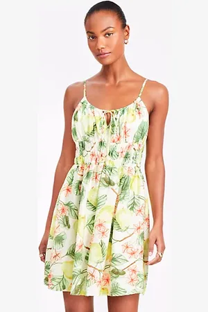 LOFT Petite Blossom Smocked Strappy Mini Dress