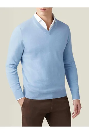 Luca Faloni Sky Blue Pure Cashmere V Neck