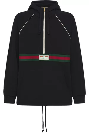 GUCCI Webbing-Trimmed Logo-Print Stretch-Jersey Hooded Jacket for