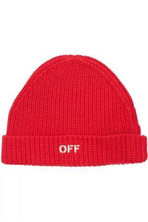 OFF-WHITE Embroidered Logo Cotton Beanie Hat