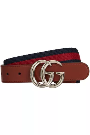 Gucci Girls Black Gold Kids Gg-logo Leather Belt 2-8 Years