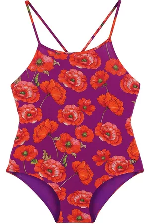 DOLCE & GABBANA Girls Swimsuits - Poppy Print One Piece Swimsuit