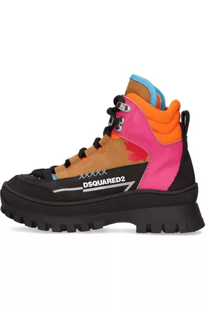 Dsquared2 Girls Outdoor Shoes - Color Block Leather Hiking Boots W/ Logo