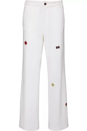 DSQUARED2 Women Wide Leg Pants - Roadie Embroidered Corduroy Wide Pants