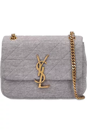 Saint Laurent Mini Jamie Jersey Patchwork Bag In Grey