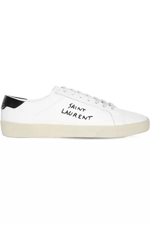 Saint Laurent Logo Embroidery Leather Sneakers