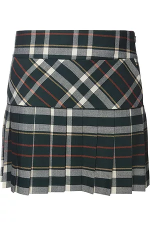 Dsquared2 Pleated Wool Blend Tartan Mini Skirt