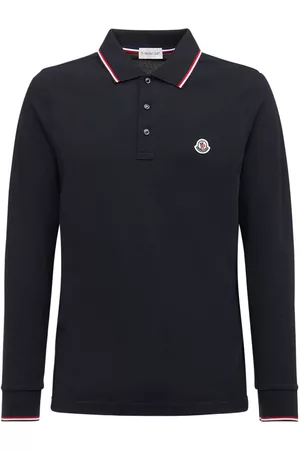 Moncler Men Polo T-Shirts - Long Sleeves Cotton Piquet Polo Shirt