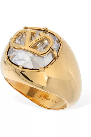 Valentino Garavani Vlogo Signature Crystal Pearl Ring In ゴールド