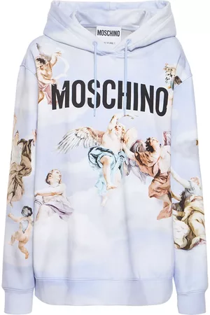 Moschino Logo Printed Angels Cotton Jersey Hoodie