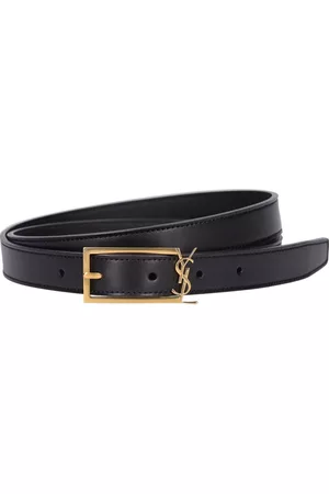 Saint Laurent 2cm Ysl Buckle Leather Belt