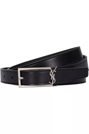 Saint Laurent Men Belts - 2cm Ysl Buckle Leather Belt