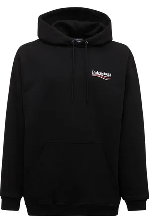 Balenciaga Oversized Distressed Logo-Print Jersey Hoodie in Green