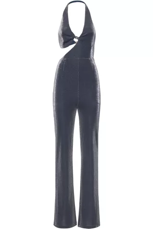 Black Binding Detail Split Hem Cotton Jumpsuit
