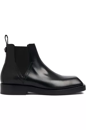 VERSACE Squared Toe Leather Chelsea Boots