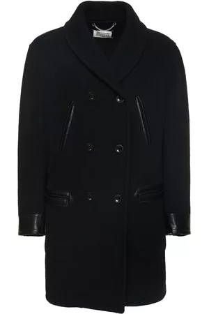 Maison Margiela Wool Coat W/ Faux Leather Details