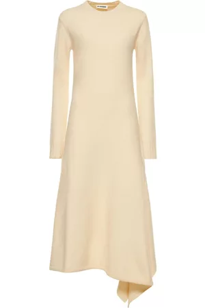 Jil Sander Asymmetric Boiled Wool Long Dress
