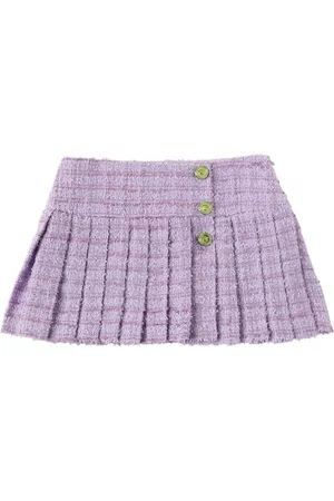 Medusa Checked Wool Skirt in Multicoloured - Versace Kids