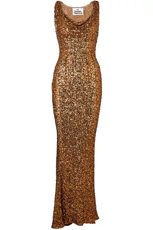 Vivienne Westwood Women V-Neck Dresses - Liz Sequined Plunge Neck Long Gown