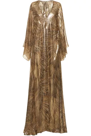Roberto Cavalli Women Printed Dresses - Silk Lurex Printed Kaftan Long Dress