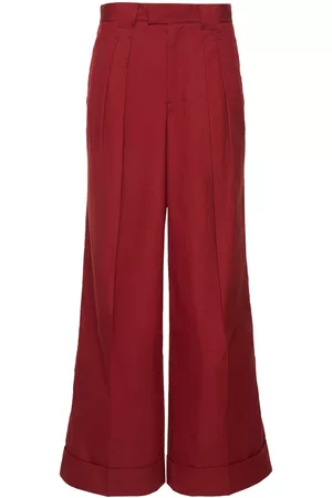 red wide leg pants