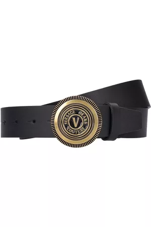 VERSACE 3.5cm Round Buckle Leather Belt