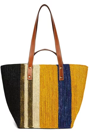 Colville Pudding Colour-Block Raffia Bucket Bag