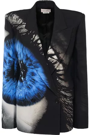 Alexander McQueen Women Double Breasted Jackets - Eye Printed Double Breasted Blazer