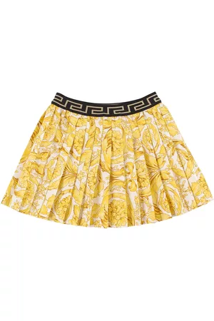 VERSACE Girls Printed Skirts - Baroque Print Cotton Pleated Skirt