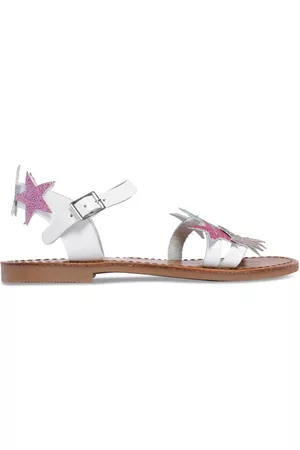 MONNALISA Girls Sandals - Leather Sandals W/ Star Appliqués