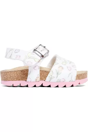MONNALISA Girls Sandals - Tulips Printed Faux Leather Sandals
