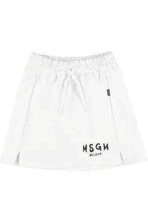Msgm Girls Printed Skirts - Rubberized Print Cotton Sweat Skirt