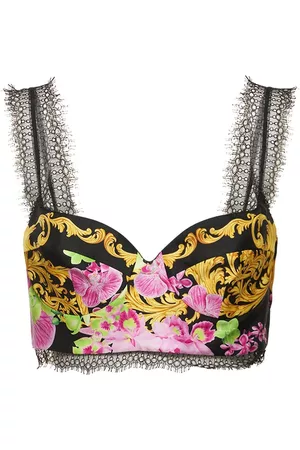 VERSACE Orchid Print Silk Twill Bra Top