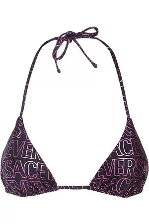 Versace Monogram Triangle Bikini Top In Purple