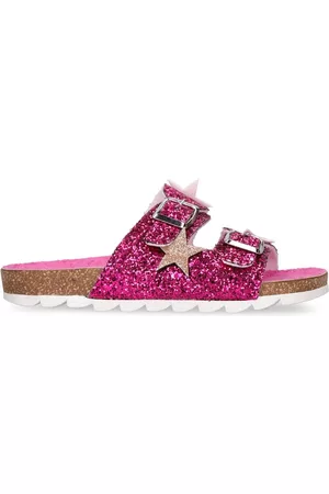 MONNALISA Girls Slide sandals - Glittered Slide Sandals W/ Stars