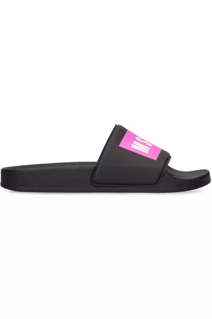 Msgm Girls Slide sandals - Logo Print Rubber Slide Sandals