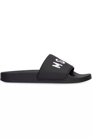Msgm Boys Slide sandals - Logo Print Rubber Slide Sandals