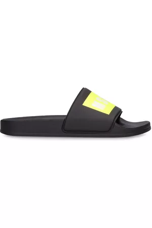Msgm Boys Slide sandals - Logo Print Rubber Slide Sandals