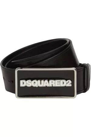 Dsquared2 Men Belts - 40mm Dsquared Logo Plaque Leather Belt
