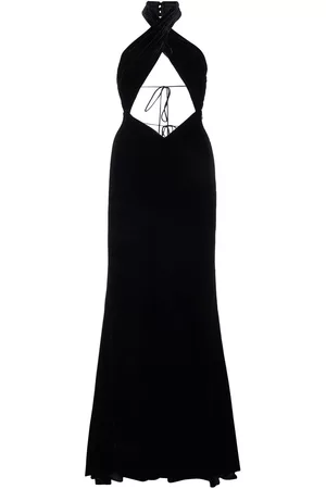 Alessandra Rich Women V-Neck Dresses - Velvet Halter Neck Cutout Gown