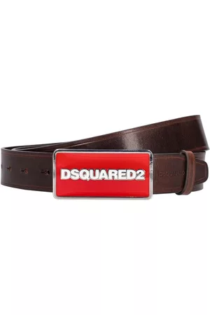 Dsquared2 40mm Dsquared Logo Plaque Leather Belt