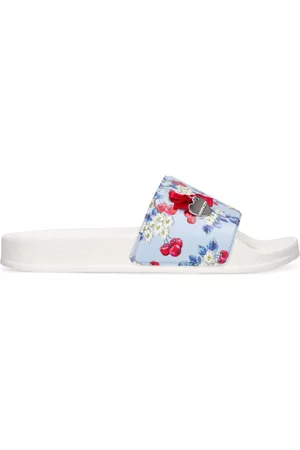 MONNALISA Girls Slide Sandals - Cherry Printed Rubber Slide Sandals